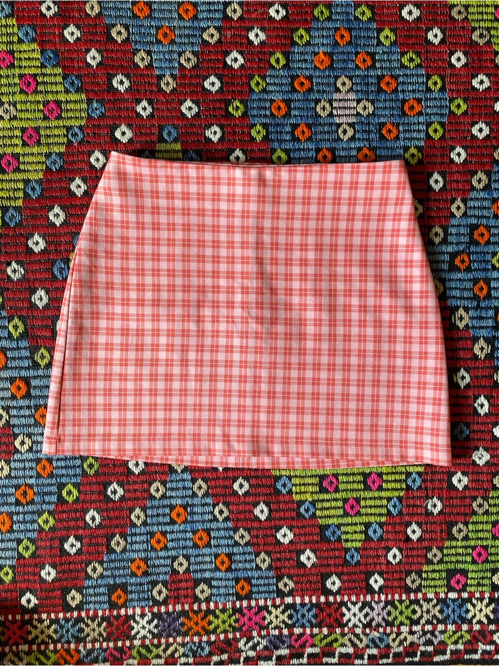 Pink Gingham Mini Skirt